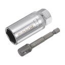21mm 磁気スパークプラグソケットセット 六角シャンクパワードリルアダプター付 9.5mmドライブ 6ポイント 薄型 CR-Vスチール
