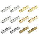 リボンクリンプクランプエンド 30 mm ブックマークピンチコードエンドクラスプ DIYクラフトメイキング用 6アソートカラー 60個