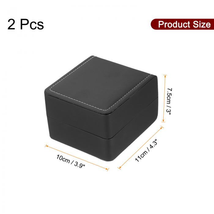 2個入り シングルウォッチケース PUレザーウォッチトラベル収納ディスプレイボックス 取り外し可能なクッション付き 多く 時計に対応 黒