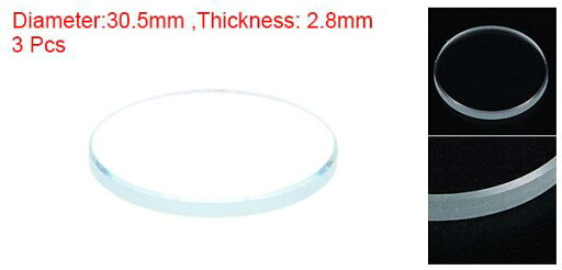 ARコーティング時計レンズ ラウンドフラットミネラルウォッチ クリスタルガラス 30.5 mm x 2.8 mm 3個入り