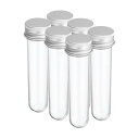 PATIKIL 30ml プラスチック試験管(ねじキャップ付き) 6個セット 109x24mm 科学的なパーティー 装飾 あめ ビーズ 入浴剤 実験用 シルバートーン(3)