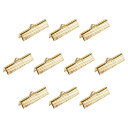 リボンクリンプクランプエンド 25 mm ブックマークピンチコードエンドクラスプ DIYクラフトメイキング用 ライトゴールデン 160個