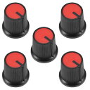 ロータリーノブ 電位差計用 プラスチック製 15x15mm レッド 5個入