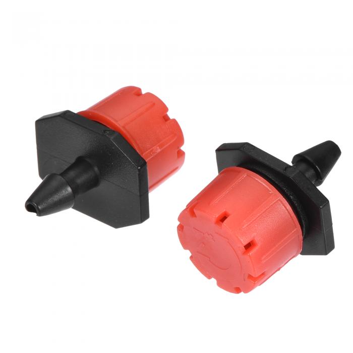 ドリップエミッター 調整可能 8穴 360度 レッド 6 mm灌漑チューブホース用 30個