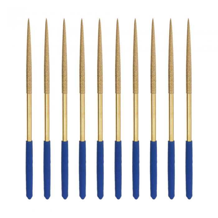 砥石ヤスリセット チタニウムコート 3 mm x 140mm 丸いヤスリ メタル 木 石 グラス用 10個入