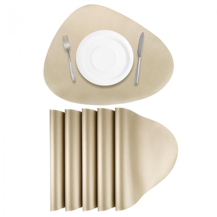 ダイニングテーブル用 フェイクレザープレクッション6枚セット PUレザー製 ドロップ型テーブルクッションプレクッション 耐熱性 防水 防油キッチンプレクッション 金