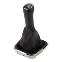 Partuto 2014-2017年用Volk-swa-genに対応ポロ用のプラスチック製の黒と赤のフェイクレザー製の6速マニュアルギアシフトノブとカバー-1個