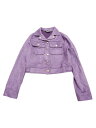 Allegra K クロップド ジャケット フェイクスエード 折襟 ボタンポケット付 無地 レディース パープル XL(4)