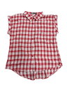 Allegra K ボタンダウン チェックシャツ ポイントカラー 格子 襟付き 夏 レディース レッド チェック柄 XS