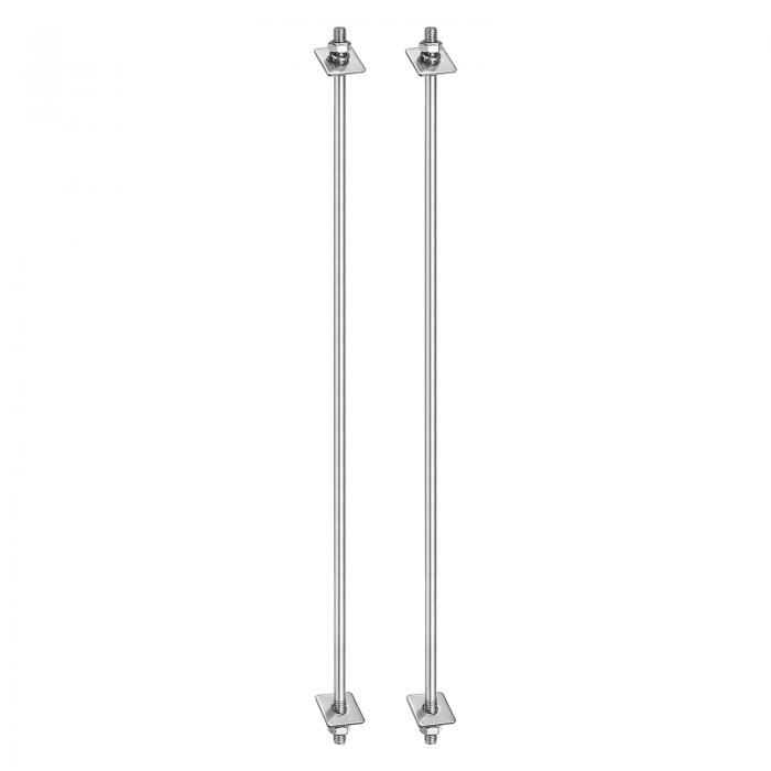 2個M8x400mm 304ステンレス鋼ダブルエンドスレッドスタッドネジボルト ナット スクエアフラットワッシ..