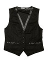 Allegra K レディース Vネックベスト フェイクスエード ボタンダウン ヴィンテージ ノースリーブ カジュアルジャケット ブラック S(4)