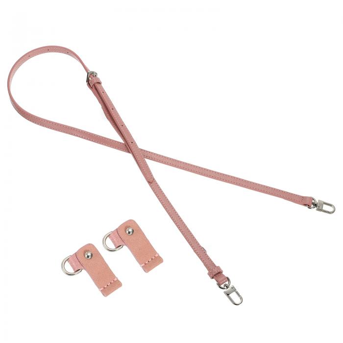 PATIKIL レザーショルダーストラップ、アジャスタブルパースストラップ交換キット クロスボディハンドバッグ シルバークラ スプ付き ミニトートバッグ用 ピンク