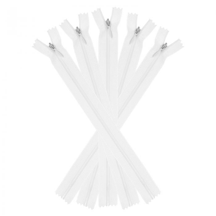 インビジブルジッパー 5個セット 8インチ ナイロン製 縫製DIY 手作りクラフト 衣類 洋服 テーラー用 トゥルーホワイト