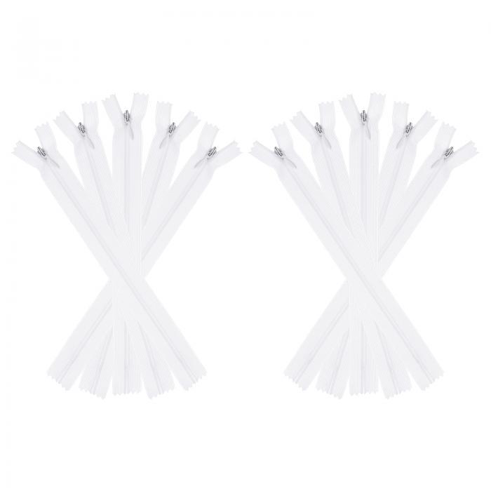 透明ファスナー 10個入り 8インチ ナイロン製 縫製DIY手作りクラフト衣類用隠しファスナー ホワイト