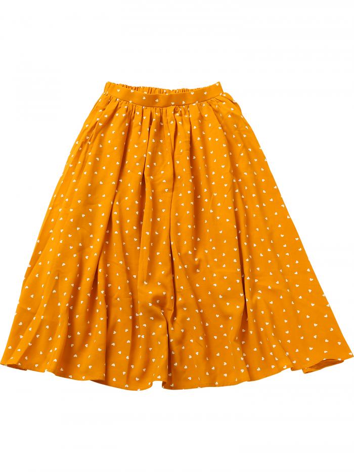 Allegra K aラインスカート ミモレ丈 水玉 ハイウエスト ウェストゴム 夏 カジュアルレディース イエロー S(4)