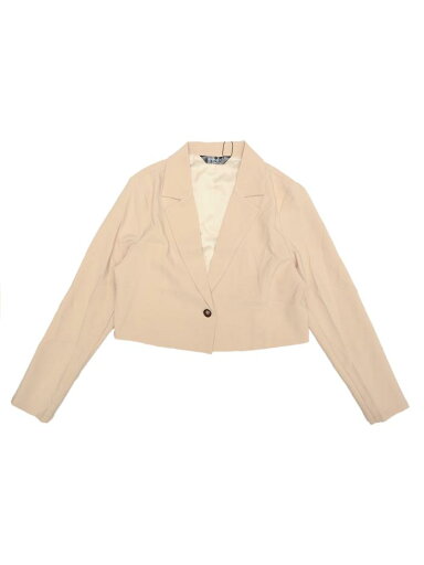 Allegra K クロップドブレザー 長袖ジャケット オープンフロント ノッチドラペル ビジネス レディース アプリコット XL Allegra K クロップドブレザー 長袖ジャケット オープンフロント ノッチドラペル ビジネス レディース アプリコット XL