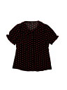 Allegra K フリル水玉 トップス ヴィンテージ シャツ パフスリーブ レディース ブラック XS