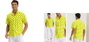 Lars Amadeus トップス 夏用 水玉柄シャツ 半袖 カラーブロック ビーチシャツ レトロ メンズ イエロー S 2