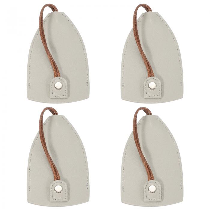 PATIKIL カーキーケース 4個のPUレザーキーポーチ キーフォブホルダー カーオフィスキー用のキーチェーンバッグスリーブ グレー