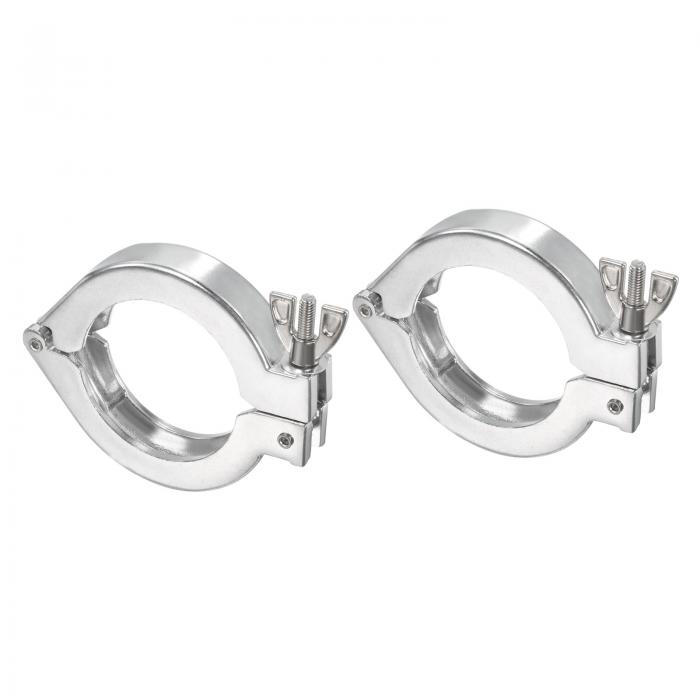 PATIKIL KF-50 真空クランプ 2個 アルミニウム合金 耐久性 単ピンホースクランプ ウィングナット付き フェルール用 シルバー