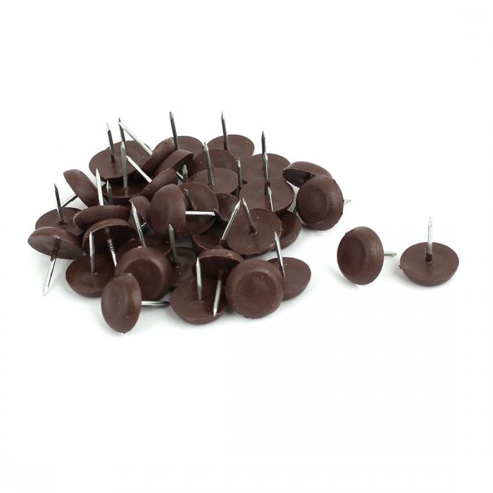 家具フットネイル 金属ピン ネイルグライドプロテクター 15mmx17mm ブラウン 40個入り