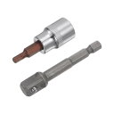 H4 六角ドライブソケットビット 六角ナットビットソケット 六角シャンクアダプター 9.5mmスクエアドライブ CR-V S2スチール 48mm長さ