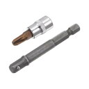 PZ3 ビットソケット ドライバービットソケット 六角シャンクパワードリルアダプター 6.35mmスクエアドライブ CR-Vソケット S2鋼 38mm長さ