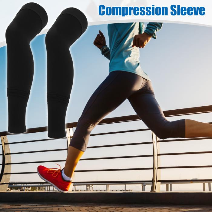 VOCOSTE サイハイ圧縮スリーブ 着圧ソックス ゴムバンド付き 女性用 男性用 1ペア ブラック XL