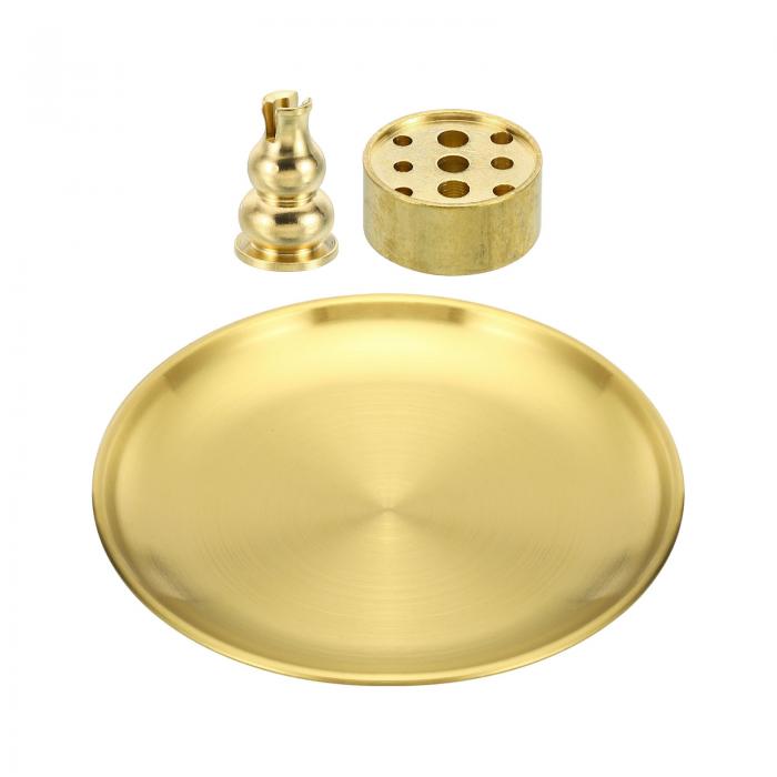 PATIKIL 香炉 線香立て インセンスホルダー 1セット 真鍮 灰捕集器 プレート付き ヨガスパルームオフィス用 2スタイル