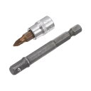 PZ1 ビットソケット ドライバービットソケット 六角シャンクパワードリルアダプター 6.35mmスクエアドライブ CR-Vソケット S2鋼 38mm長さ