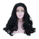 VOCOSTE レースフロントウィッグ 耐熱性ロングボディウェーブ ウィッグキャップ付き 女の子 日常使用 ブラック 24