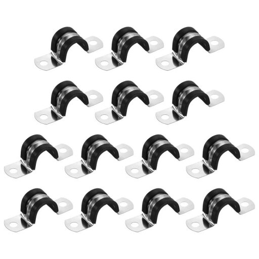 14個16mm(5/8")ケーブルクランプ 304ステンレススチールラバーコーティングクッション付き絶縁ケーブルクランプ2穴U字ストラップクランプ ラインパイプホースワイヤーコード取り付け用 黒 14個16mm(5/8")ケーブルクランプ 304ステンレススチールラバーコーティングクッション付き絶縁ケーブルクランプ2穴U字ストラップクランプ ラインパイプホースワイヤーコード取り付け用 黒