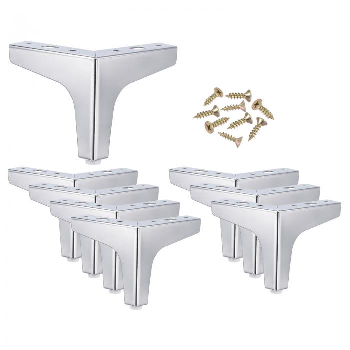 PATIKIL メタル家具脚4インチ、8個セット 三角形家具用脚 DIY交換脚 モダンスタイル キャビネット カップボード テーブル ソファ ドレッサー用 シルバー(4)