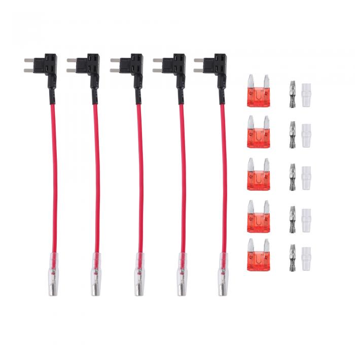 X AUTOHAUX 5セットのユニバーサルカーヒューズタップと回路アダプター12V 10Aミニブレードタイプのヒ..