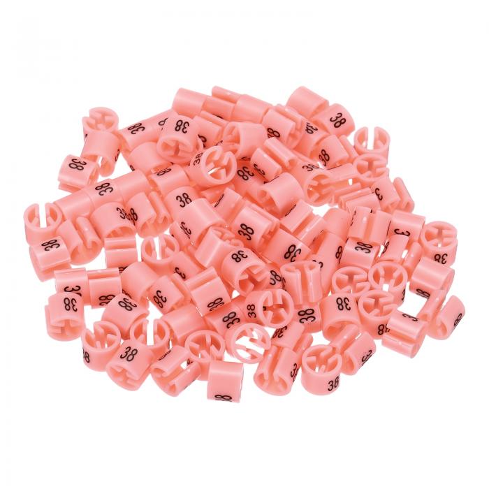 衣類ハンガーマーカーナンバー38タグ3 mmロッドピンク適合衣類カラーコーディング、100個入り