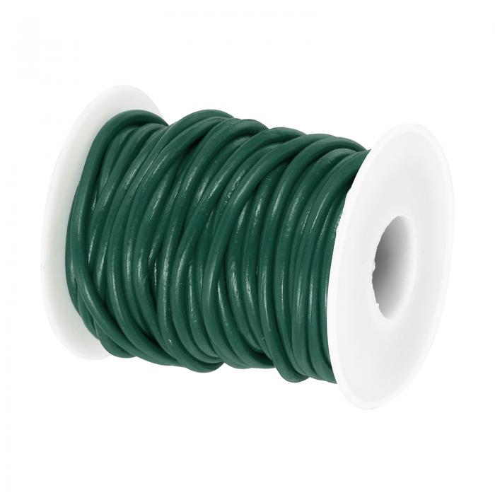 PATIKIL 宝石メイキング用11ヤード×3 mmの丸革紐、クラフト用のネックレス、ブレスレット、ビーズ、ランヤードのためのレザーストリングレースレザーロープスプール、ダーク緑