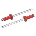 ブラインドリベット アルミニウム オープンエンド フラットラウンドヘッドリベット メタルプレートレザーの結合用 3.2 mm x 9 mm レッド 100個