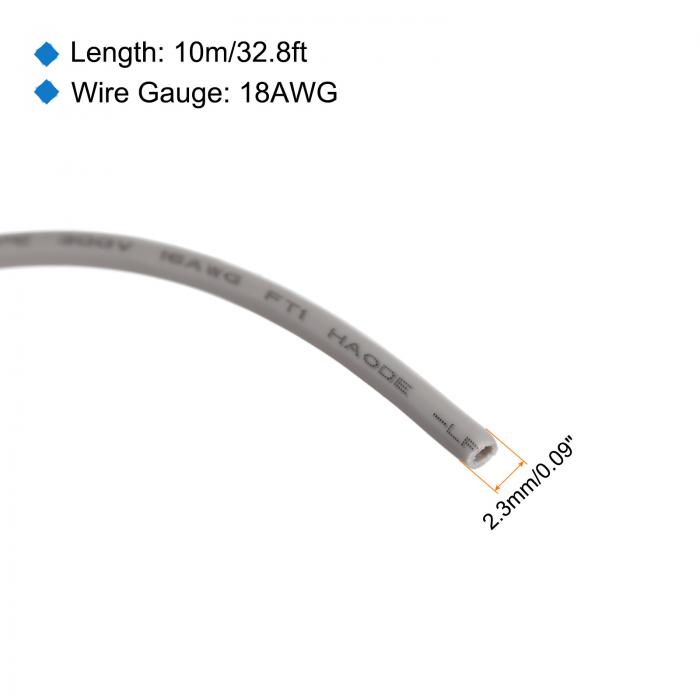 18AWGワイヤー 18ゲージストランドワイヤー PVCフックアップワイヤー 電線UL1007スプール めっき銅ワイヤー10M/33ftグレー 内部接続ワイヤーやマリン用 3