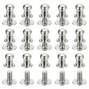 スタッドリベットネジバック ボールヘッド 5 mm 丸頭 ボタンニップルリベット DIY レザー 工芸品 ハンドバッグ ベルト用 シルバートーン 15個