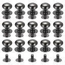 スタッドリベットネジバック ボールヘッド 10 mm 丸頭 ボタンニップルリベット DIY レザー 工芸品 ハンドバッグ ベルト用 メタリックブラック 15個