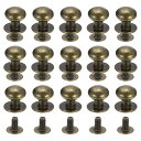 スタッドリベットネジバック ボールヘッド 10 mm 丸頭 ボタンニップルリベット DIY レザー 工芸品 ハンドバッグ ベルト用 ブロンズトーン 15個