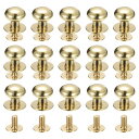 スタッドリベットネジバック ボールヘッド 10 mm 丸頭 ボタンニップルリベット DIY レザー 工芸品 ハンドバッグ ベルト用 ライトゴールド 15個