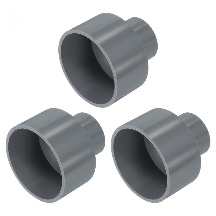 3個 UPVCリデューサーパイプ継手 2-1/2"x1-1/4" PVCストレートパイプカップリングアダプターコネクター..