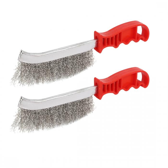 スチールワイヤーブラシ プラスチック ステンレス ブラシ長さ130mm ハンドツール 2個入り