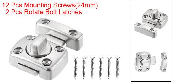 回転ボルトラッチ 亜鉛合金製のセキュリティドアロックゲートラッチ キャビネット家具用 バスルーム窓用 1.7x1.2" シルバー2個入り