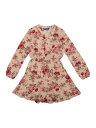 Allegra K シャツ ワンピース ドレス 花柄 フローラルプリント Vネック ボタンダウン ウェストゴム レディース ダークベージュ S