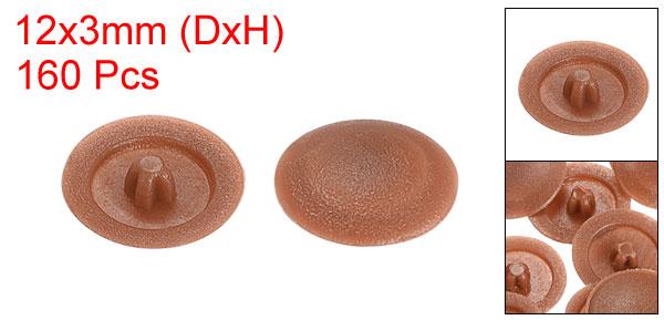スクリューキャップカバー 12x3 mm プラスチック製 ネジ飾りカバー プラスカム用継手ナット セルフタッピンねじ レッドブラウン 160個 [2]