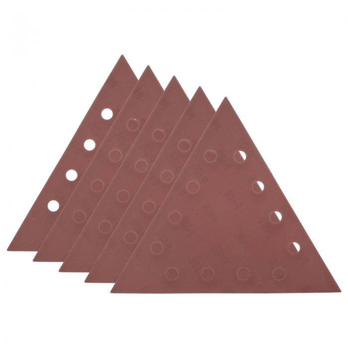 5枚セット サンドペーパー 400番目の粒度 12穴 フック＆ループ 三角形研磨パッド
