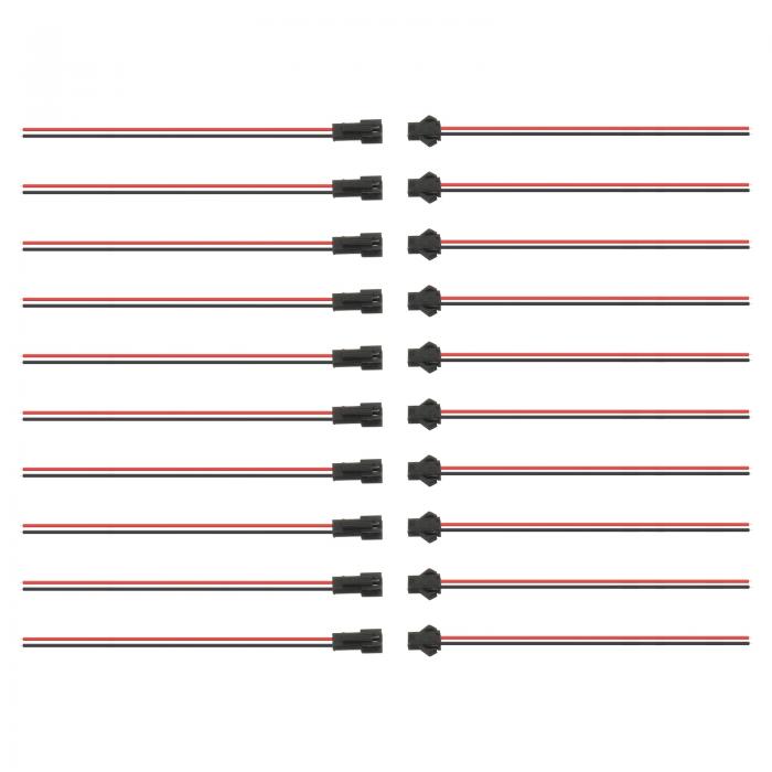 20個セット SM 2ピンコネクタ メスオスプラグ 電線 2.54mmピッチ 30cm ターミナルコネクタケーブル LEDライトストリップ RC飛行機用