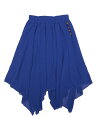 Allegra K ミディスカート ウェストゴム シフォン アシンメトリー レディース ロイヤルブルー S(4)